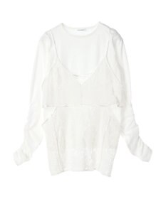 Green Parks AnriettMusee シャーリングスリーブＴシャツ＋レースキャミソールＳＥＴ