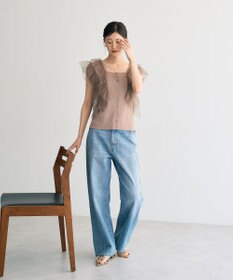 YECCA VECCA チュールラッフルノースリーブカーディガン