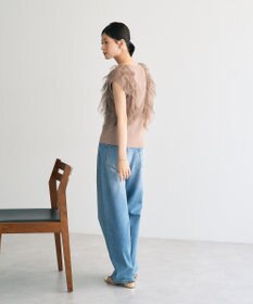 YECCA VECCA チュールラッフルノースリーブカーディガン