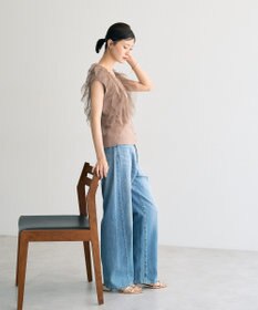 YECCA VECCA チュールラッフルノースリーブカーディガン