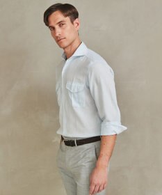 GOTAIRIKU ノルマンディリネン使用【洗える】カッタウェイカラー ソフトリネンシャツ