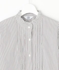 J.PRESS LADIES 【洗える】BEZ C/Ny ドビーストライプ フリルネック ブラウス