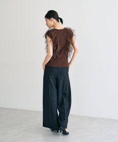 YECCA VECCA チュールラッフルノースリーブカーディガン