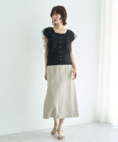 YECCA VECCA チュールラッフルノースリーブカーディガン