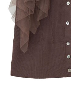 YECCA VECCA チュールラッフルノースリーブカーディガン