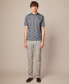 JOSEPH ABBOUD 【キングサイズ・吸水速乾】リーフ柄ジャガード クルーネック Tシャツ