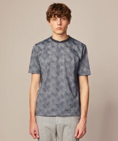 JOSEPH ABBOUD 【キングサイズ・吸水速乾】リーフ柄ジャガード クルーネック Tシャツ