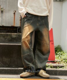 WEGO スーパービッグバレルレッグデニムパンツ