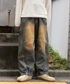 WEGO スーパービッグバレルレッグデニムパンツ