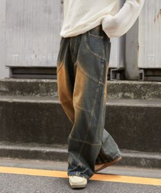 WEGO スーパービッグバレルレッグデニムパンツ