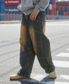 WEGO スーパービッグバレルレッグデニムパンツ