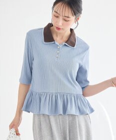 earth music&ecology ダブル衿ペプラムプルオーバー