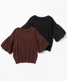 組曲 ストレッチクリアパフ袖 ニット