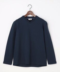 JOSEPH ABBOUD 【上質な肌触りと美しい光沢感 】ブロックリンクス 長袖Ｔシャツ　26SSモデル ネイビー系