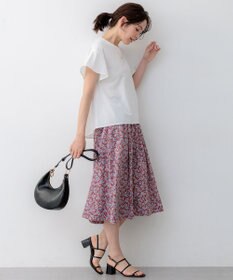 組曲 【WEB限定】プレーティング天竺フリルスリーブ Tシャツ