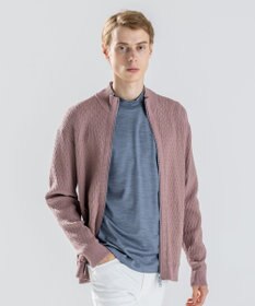 JOSEPH HOMME 【新柄】 ヴィスコースリンクス　ハイネックジップアップカーディガン