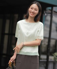 J.PRESS LADIES S 【一枚で着映え】コットンスムース レース カットソー