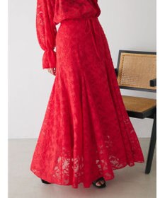 Green Parks シアージャガード花柄ボリュームスカート