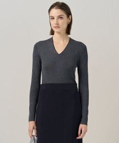 ICB 【新色追加】 エクストラファインメリノリブ Vネックプルオーバー