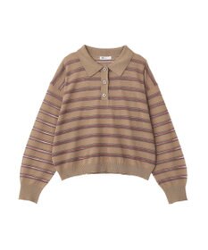CRAFT STANDARD BOUTIQUE シアーボーダーポロ衿ニットプルオーバー