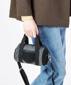 LeSportsac DENIM ROLL BAG/ブラックデニム/ブラックシェルパ
