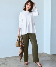 23区 【見上愛さん着用/Oggi10月号掲載/洗える】スエーディーサテン ワイド パンツ