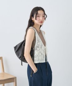 earth music&ecology フラワー刺繍メッシュベスト