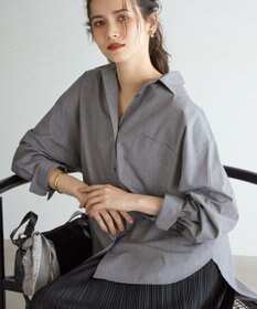 23区 【SLOW/一部店舗限定】ライトタンブラータフタ バックボタン シャツ