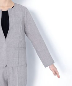 Tiaclasse L 【新色追加・洗える】麻調薄地キーネックジャケット