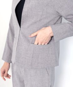 Tiaclasse L 【新色追加・洗える】麻調薄地キーネックジャケット