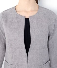 Tiaclasse L 【新色追加・洗える】麻調薄地キーネックジャケット