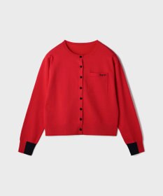 GRACE CONTINENTAL バイカラーロゴニットカーディガン