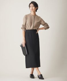 ICB 【WEB限定カラーあり・速乾・洗える】BackSatinAmunzen バンドカラーブラウス