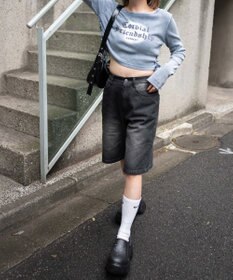 WEGO ヴィンテージウォッシュレースアップロンT