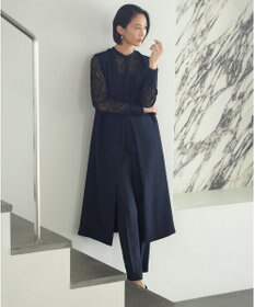 ICB 【洗える】ナイロンラッセルレース バンドカラーシャツ