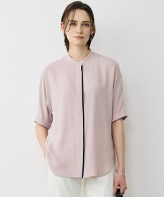 ICB L 【先行予約・WEB限定カラーあり】BackSatinAmunzen 5分袖バンドカラーブラウス