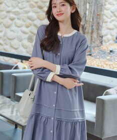 Tiaclasse L ピンタックギャザークレリックシャツワンピース