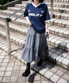 WEGO 【ウエストゴム】ランダムフリルロングスカート