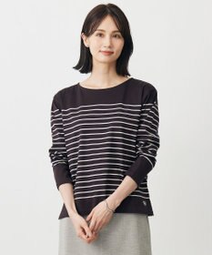 J.PRESS LADIES バスクボーダー カットソー ダークパープルベース系