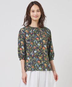 J.PRESS LADIES S スパンボタニカル プリント クルーネック ブラウス