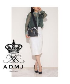 A.D.M.J. 【牛革】クロコ型押しヘリ巻きボストン23cm