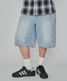 WEGO 【紐で調節可能】スーパーバギーデニムショーツ