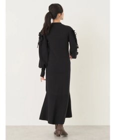 earth music&ecology 袖シアーフリルニットワンピース