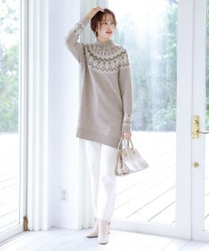 Tiaclasse L 【洗える】ノルディック柄ニットチュニック