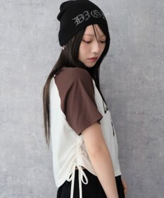 WEGO グラフィックショートサイドリボンドロストT