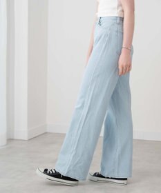 WEGO ウエストフィットワイドストレートデニムパンツ