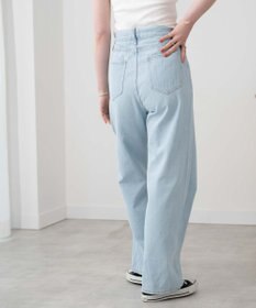 WEGO ウエストフィットワイドストレートデニムパンツ