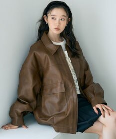 earth music&ecology フェイクレザージップジャケット