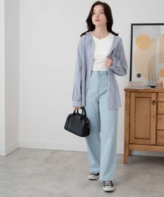 WEGO ウエストフィットワイドストレートデニムパンツ