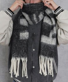 WEGO 【マフラー/ユニセックス着用】ワイドフリンジストール